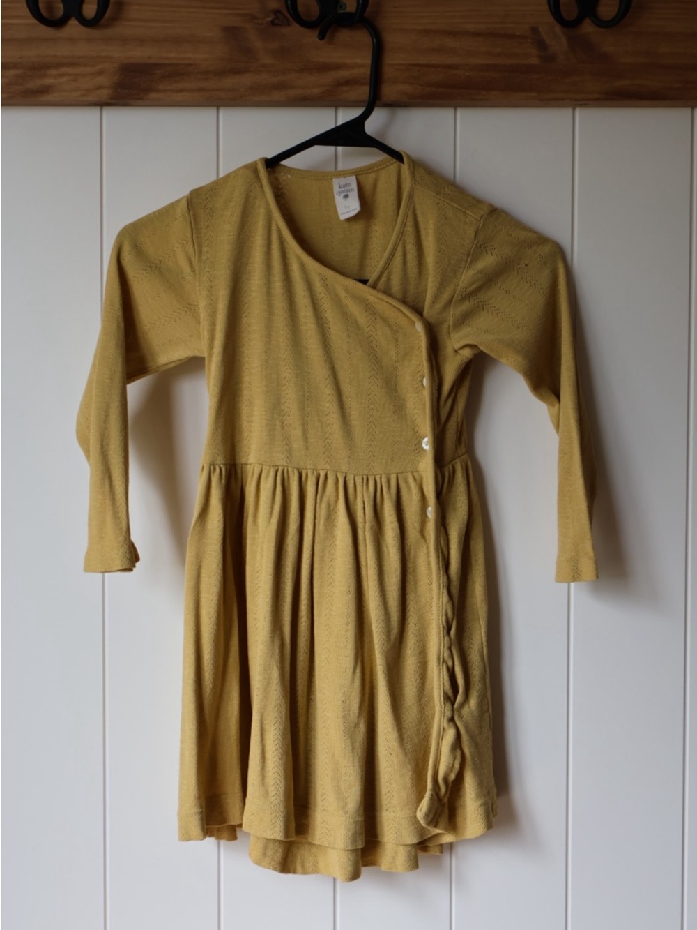 Kate Quinn Organic Cotton Girls' Mustard Long-Sleeve Knit Dress 5t